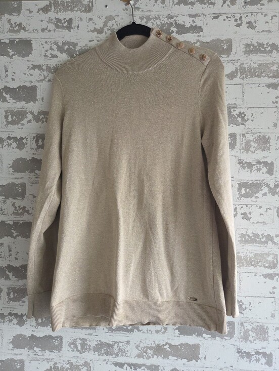Calvin Klein Sweaters - Calvin Klein Gold Metallic Shimmer Mock Neck Sweater M